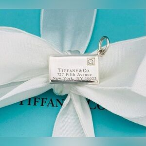 Tiffany & Co. Silver Rectangular Pendant charm envelope diamond